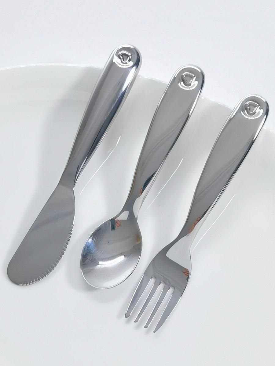 Kids cutlery 316 stainless steel tablespoon dinner fork meal cut 3-piece set Smooth mirror silver