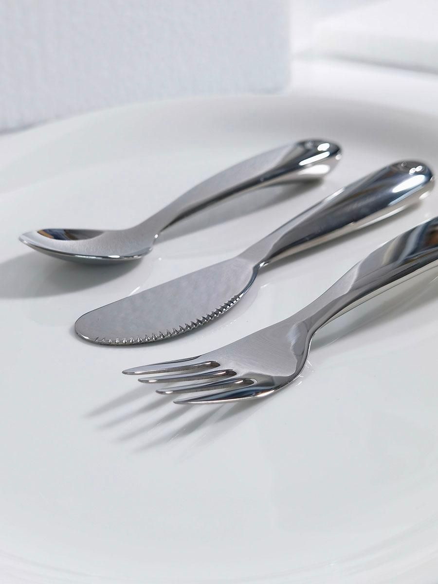 Kids cutlery 316 stainless steel tablespoon dinner fork meal cut 3-piece set Smooth mirror silver