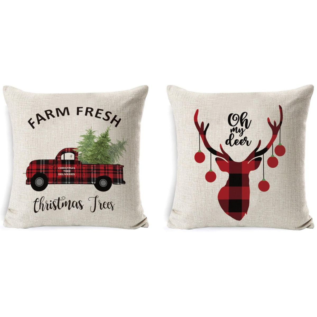 4Pcs Merry Christmas Cushion Cover Decorative Pillows Cover for Sofa Seat Square Soft Throw Pillow Case 45X45cm Home Decor