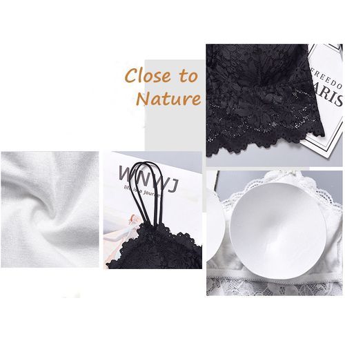 Black Lace Bra Wireless Plus Size Padded Top Sexy Women Bralet Seamless