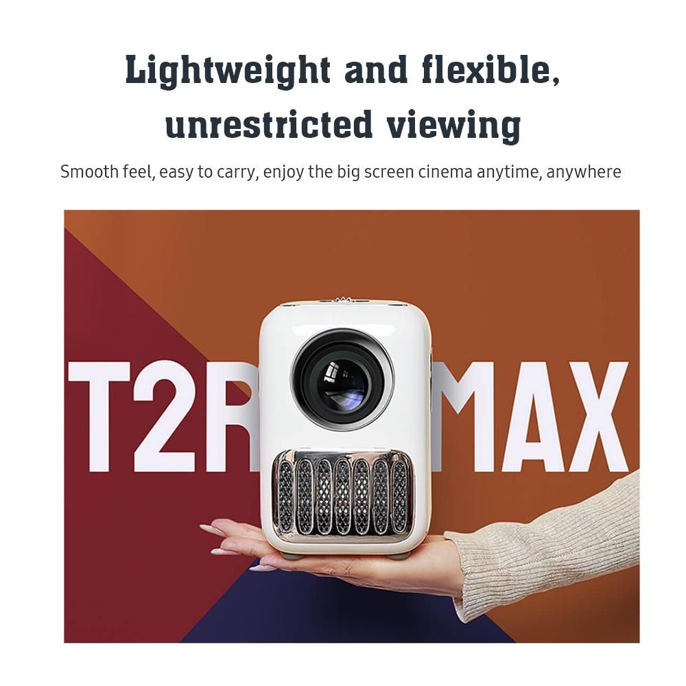 Wanbo T2R MAX Projector Full HD Wireless Projection 350 ANSI Lumens  16G Large Memory 1080P Mini LED Portable Projector WIFI 4K 1920*1080P 1GB+16GB Voice Control  Stand-Alone Standard Version