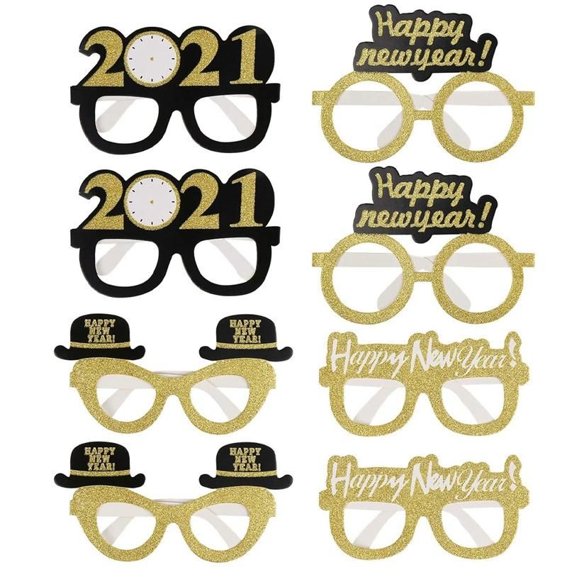 New Year Party Glasses, Gold Paper Eyeglasses for Kids