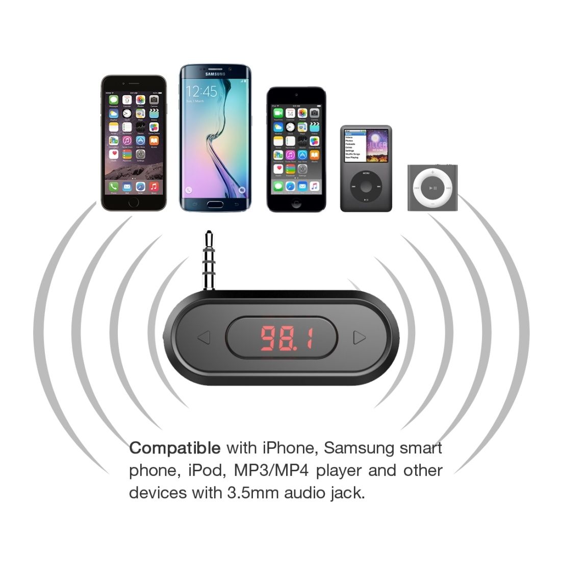 Doosl DSER107 Multifunctional Car FM Transmitter Wireless Music Receiver With 3.5mm Jack & LCD Display, Support Hands-free Call (Black)