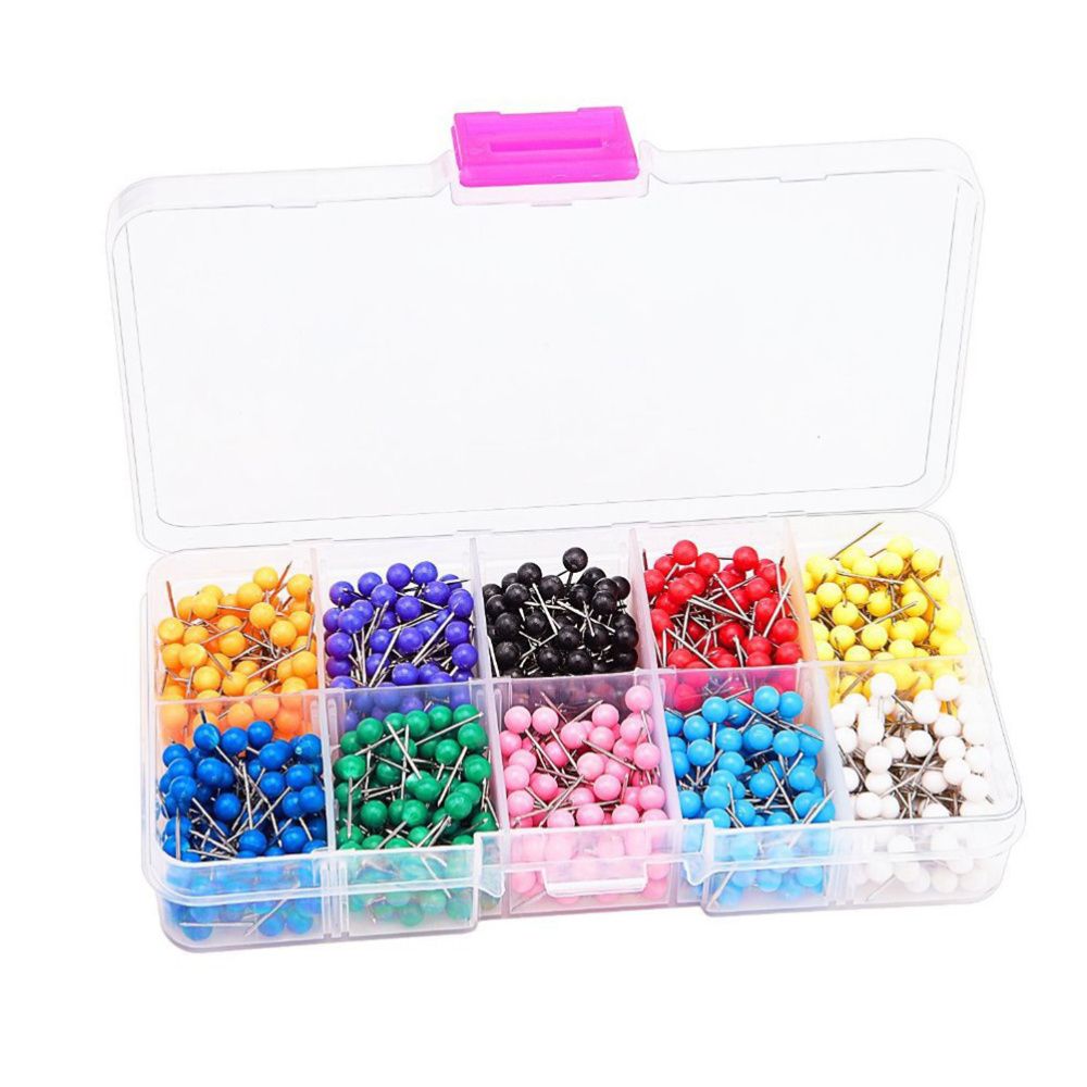 500pcs Thumbtack Boxed Colorful Plastic Durable Ba