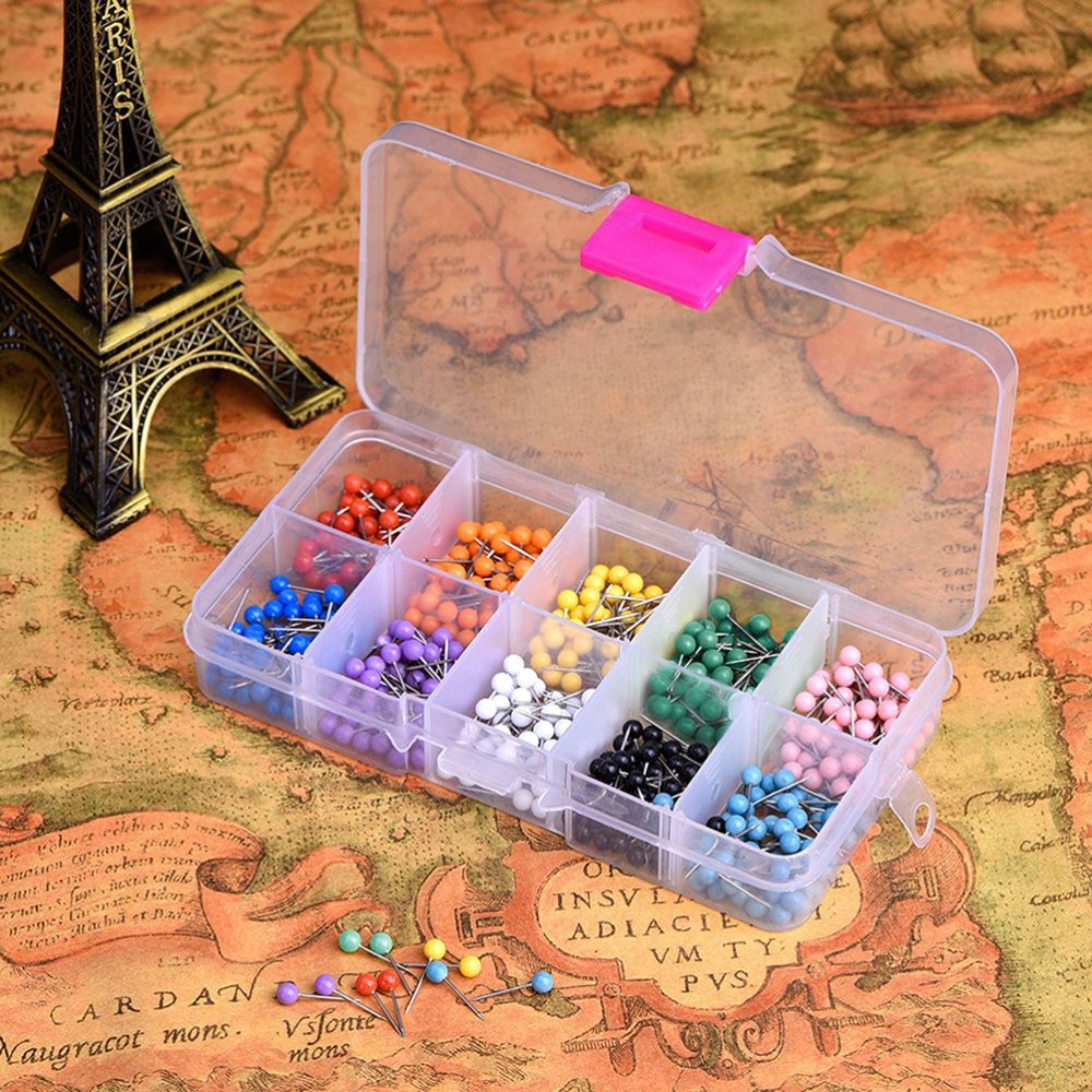 500pcs Thumbtack Boxed Colorful Plastic Durable Ba