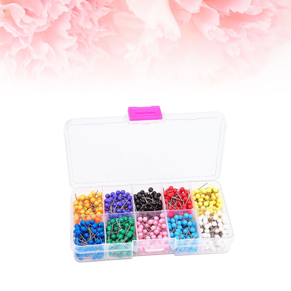 500pcs Thumbtack Boxed Colorful Plastic Durable Ba