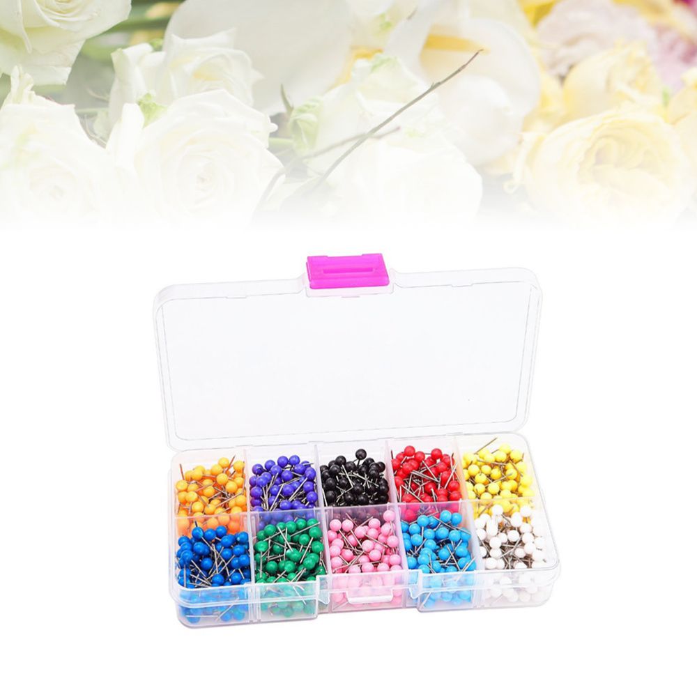500pcs Thumbtack Boxed Colorful Plastic Durable Ba