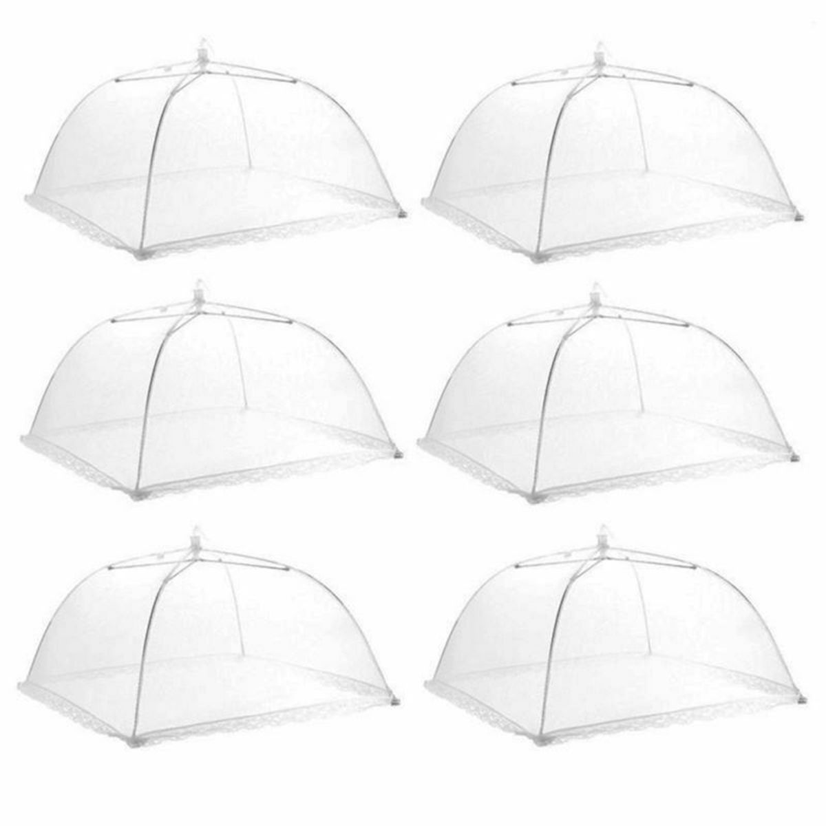 6Pcs 17'' Pop Up Mesh Lace Food Cover Tents Picnic BBQ Plate