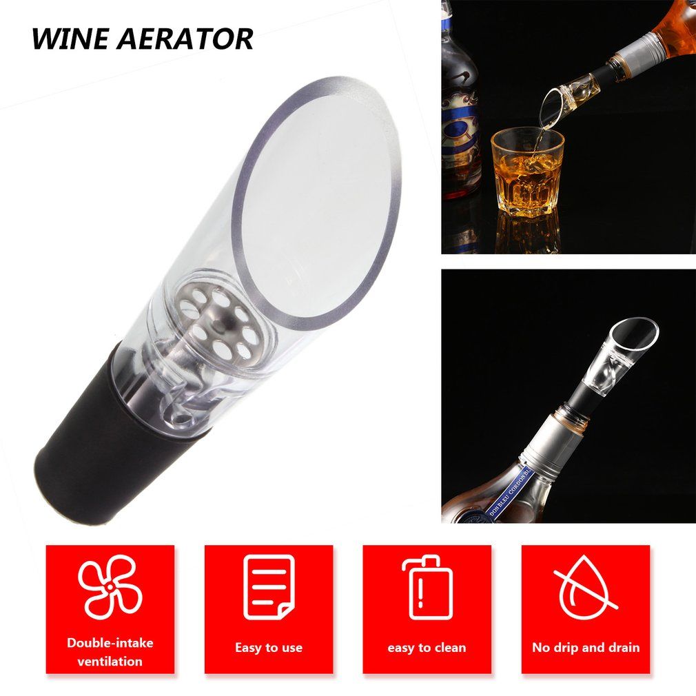 MT  Acrylic Stainless   Aerator Pour Spout Bottle Stopper Decanter Aerating