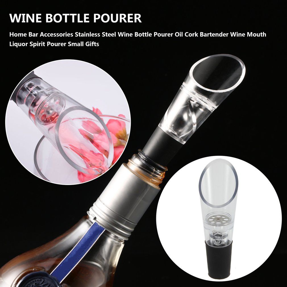 MT  Acrylic Stainless   Aerator Pour Spout Bottle Stopper Decanter Aerating