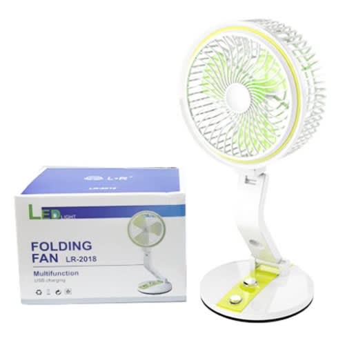 Folding Rechargeable Fan With Powerful 21smd Led Light And Multifunction Foldable Angle