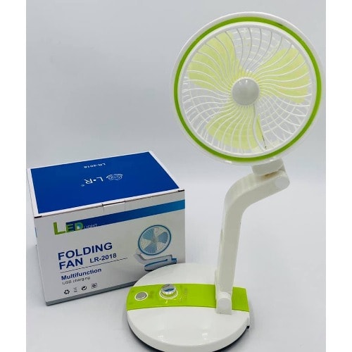 Folding Rechargeable Fan With Powerful 21smd Led Light And Multifunction Foldable Angle