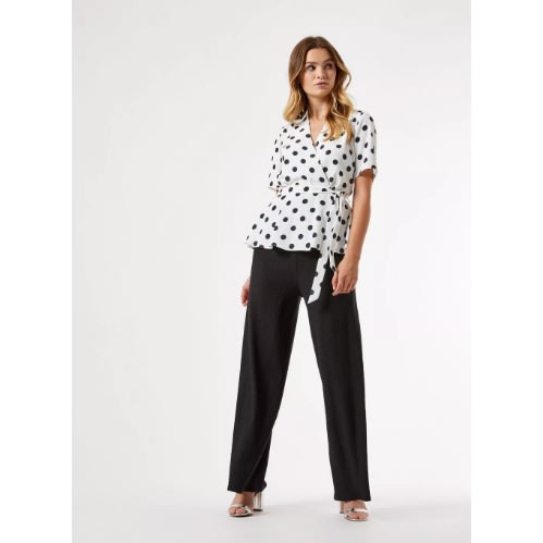 Whitepolka Spot Print Wrap Top