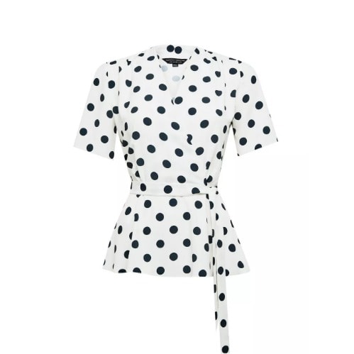 Whitepolka Spot Print Wrap Top