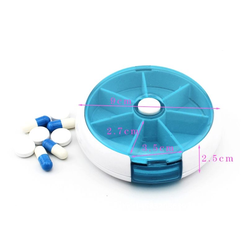 2 PCS Creative Multifunctional Round Portable Seven-grid Rotating Plastic Pill Box(Purple)