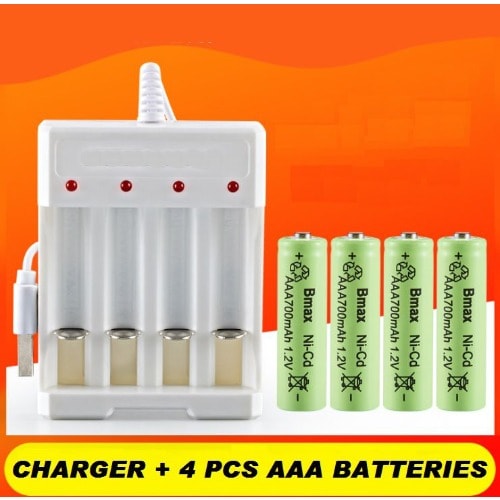Rechargeable Batteries Plus 4 Slots Aa Aaa Charger - 4pcs