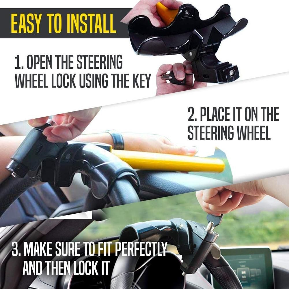 Universal Security Anti Theft Heavy Duty Car Suvs Rotary Steering Wheel