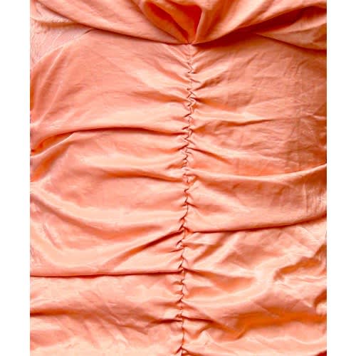 Premium Puff Sleeve Ruched Fitted Dress - Peach