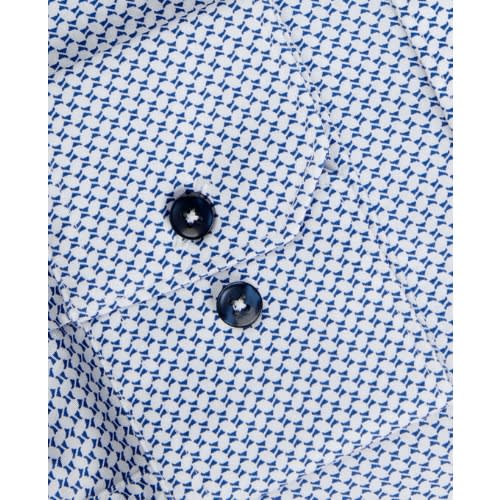 Slim Fit Navy And White Geoprint Single Cuff Shirt