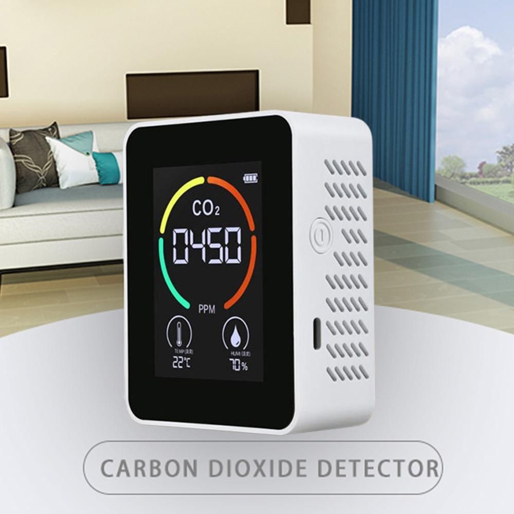 CO2 Meter with LCD Backlight Infrared Detection Indoor Carbon Dioxide CO2 Concentration Detector Intelligent Air Quality Analyzer Tester with Temperature and Humidity Display