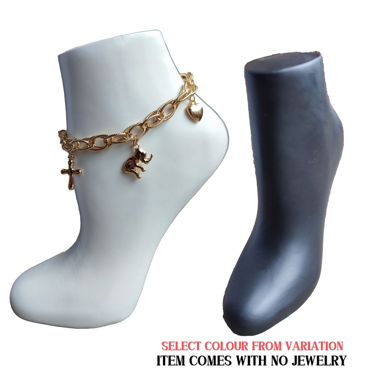 Unisex Resin Mannequin Foot Anklet Socks Display Leg Chain Jewelry Display Stand White/Black