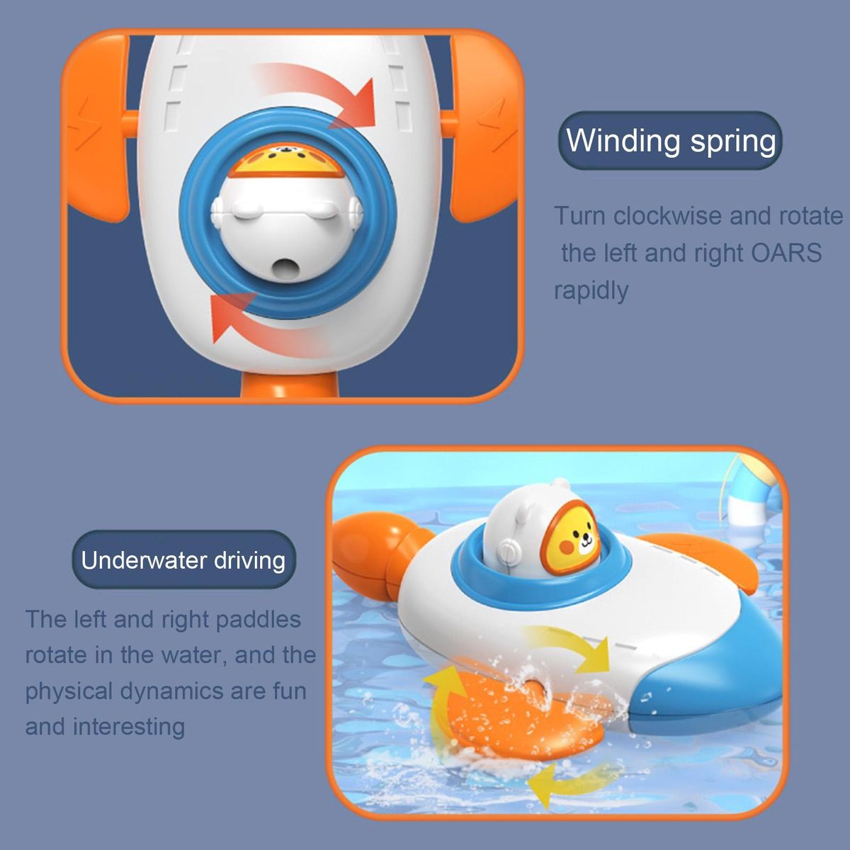 Water Toy Rocket Ship Clockwork Toy Blue