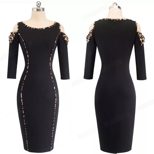 Beautiful Black And Leopard Print Patch Work With Side Bold Tie