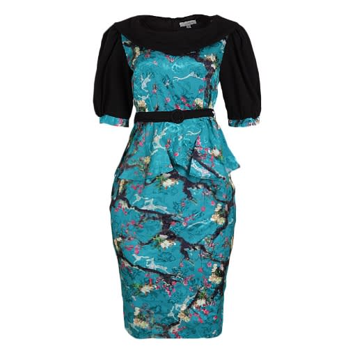 Floral Jacquard Dress - Green