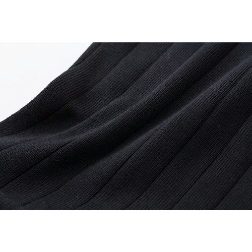 Knitted Stretch Backless Mini Spaghetti Flare Dress - Black