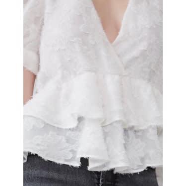 Textured Voluminous Sleeve Top