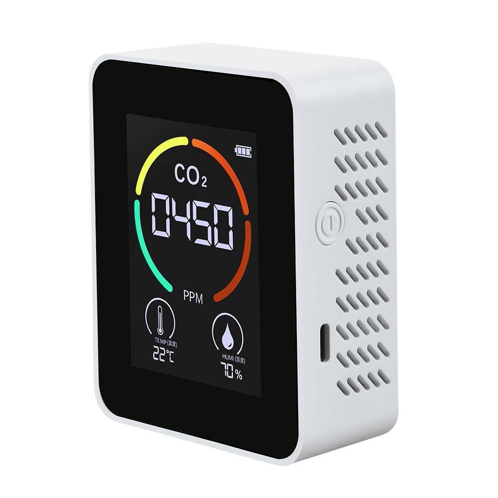 CO2 Air Quality Detector Temperature Humidity Monitor Device Indoor Outdoor Carbon Dioxide Semiconductor Induction Digital Screen 1200mAh