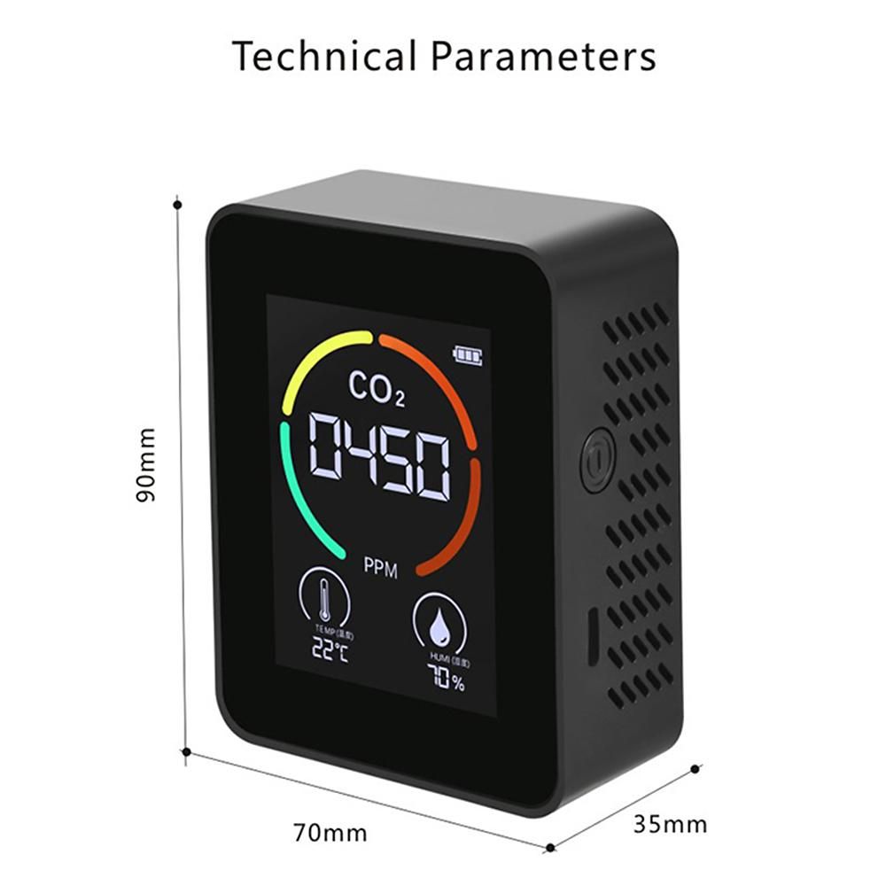 CO2 Air Quality Detector Temperature Humidity Monitor Device Indoor Outdoor Carbon Dioxide Semiconductor Induction Digital Screen 1200mAh