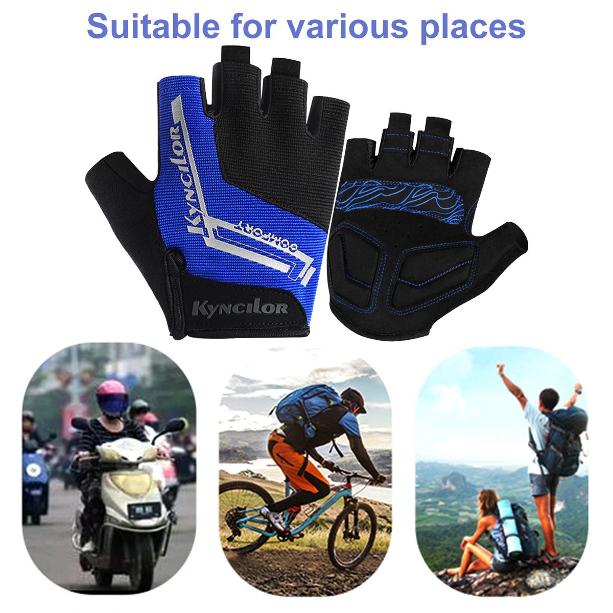 Fingerless Gloves Outdoor Women Wen Unisex Half Blue