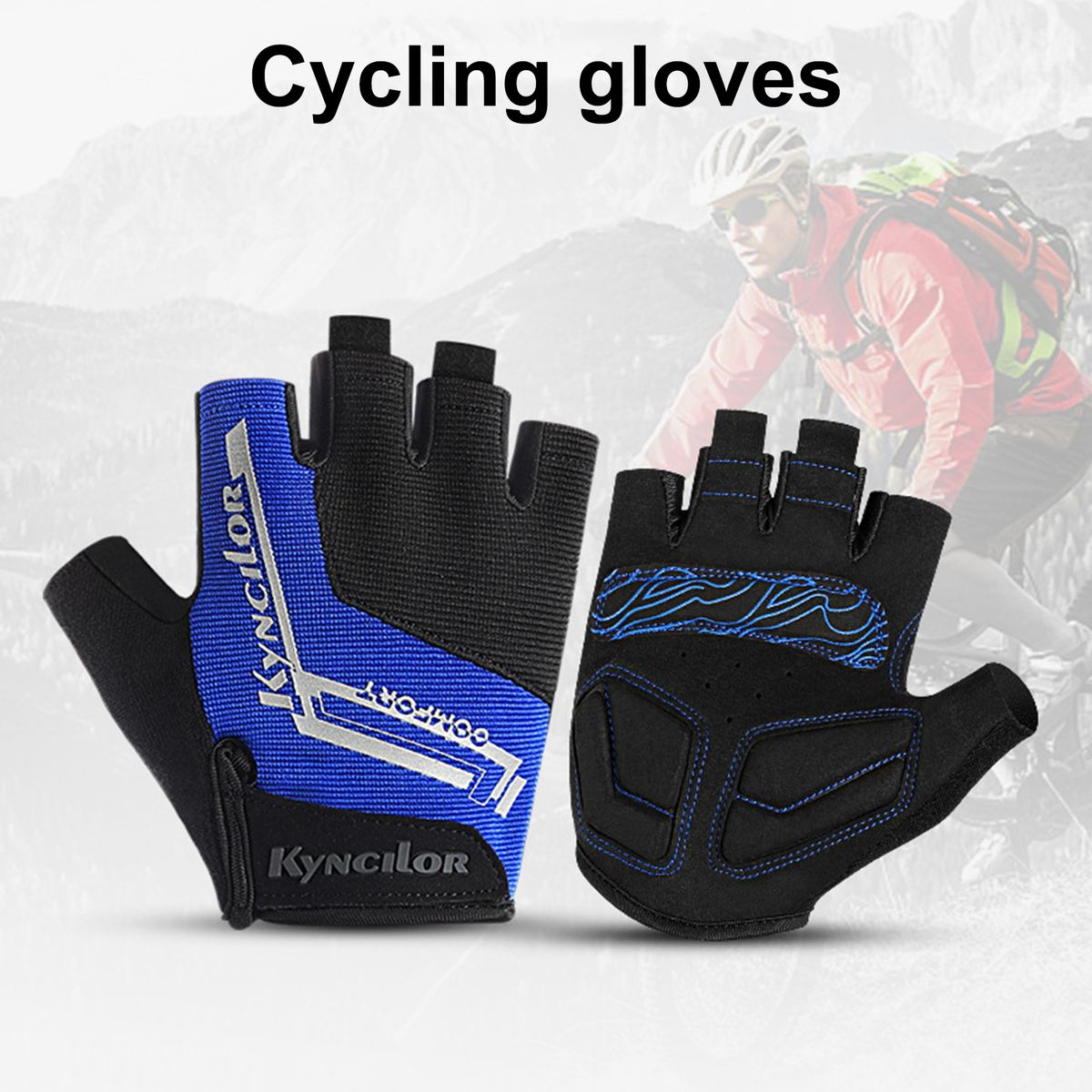 Fingerless Gloves Outdoor Women Wen Unisex Half Blue