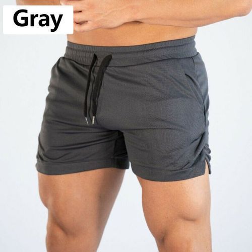 Summer Gyms Workout Male Breathable Mesh Quick Dry Sportswear Jogger Beach Solid Shorts Men Fitness Bodybuilding Shorts(#black)