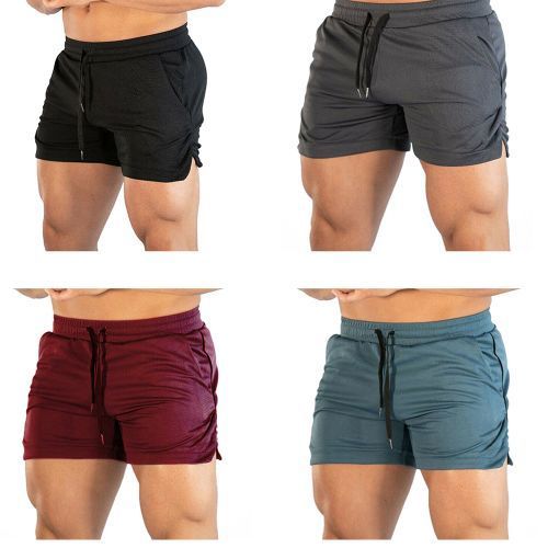 Summer Gyms Workout Male Breathable Mesh Quick Dry Sportswear Jogger Beach Solid Shorts Men Fitness Bodybuilding Shorts(#black)