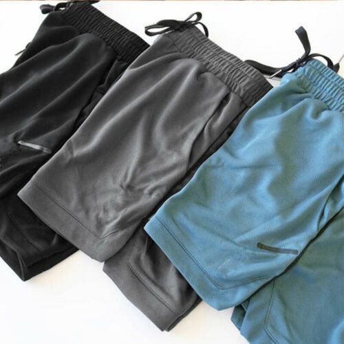 Summer Gyms Workout Male Breathable Mesh Quick Dry Sportswear Jogger Beach Solid Shorts Men Fitness Bodybuilding Shorts(#black)