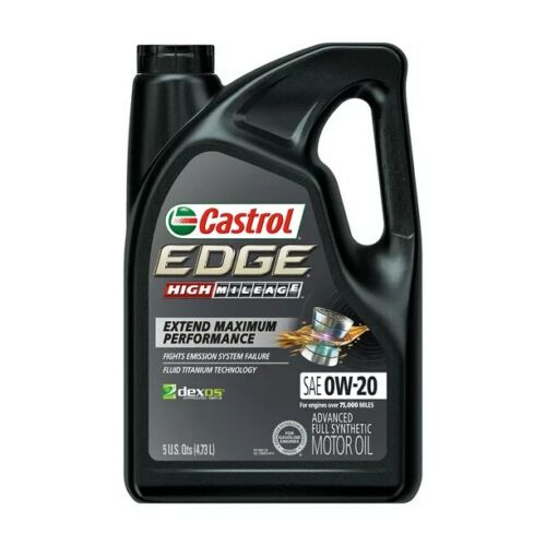 Castrol Edge High Mileage 0W-20 Full Synthetic Motor Oil, 5Q
