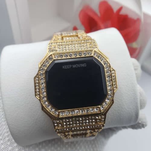 Men's Luxury Iced Touch Screen Wrist Watch - Gold