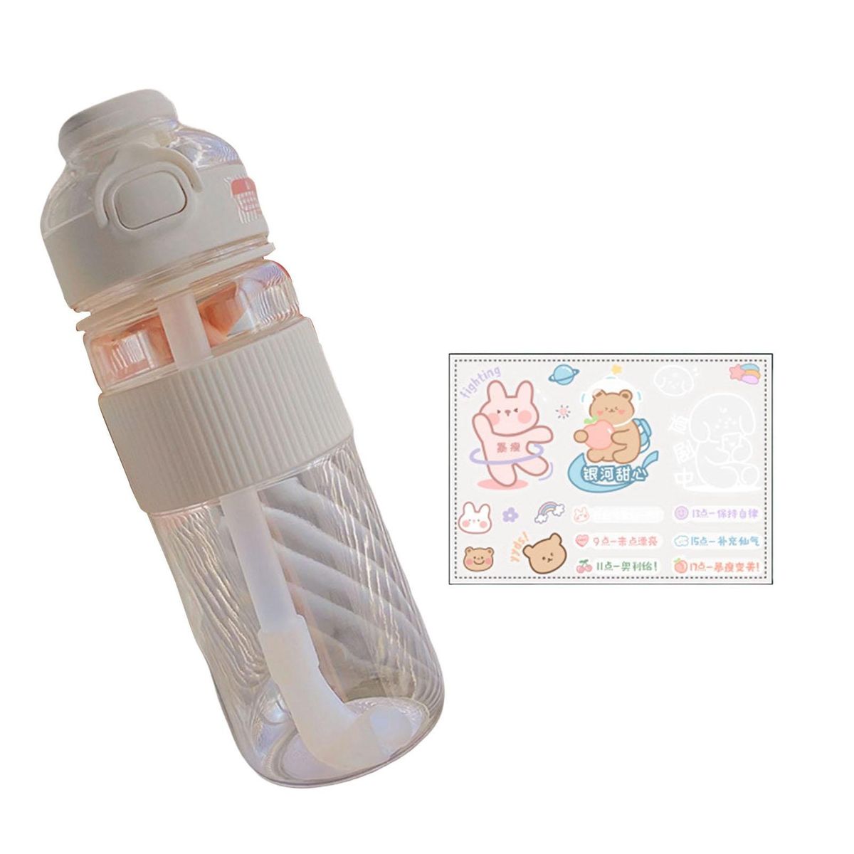 Straw Cup Korean Style Anti-fall Water Drinking Kettle White
