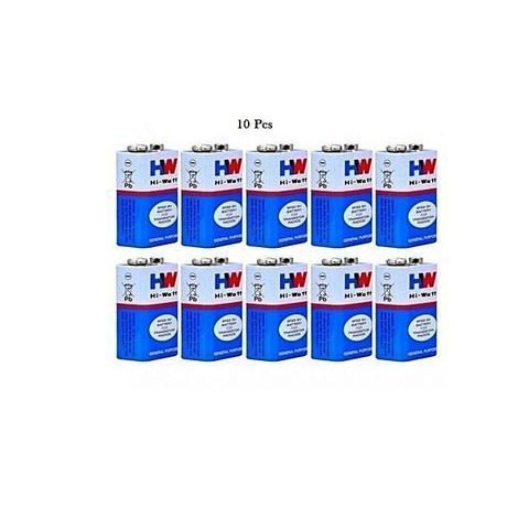 10pcs Hi-watts 9v Battery 6f22m