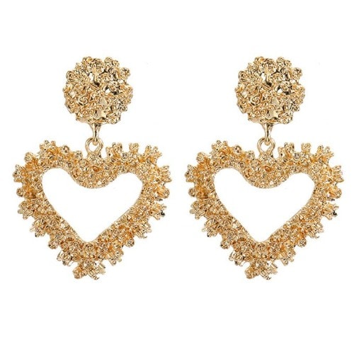 Vintage Large Heart Shaped Dangle Earrings