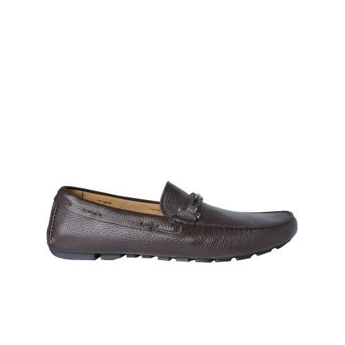 Brown Buffalo Skin Loafers With Accessories