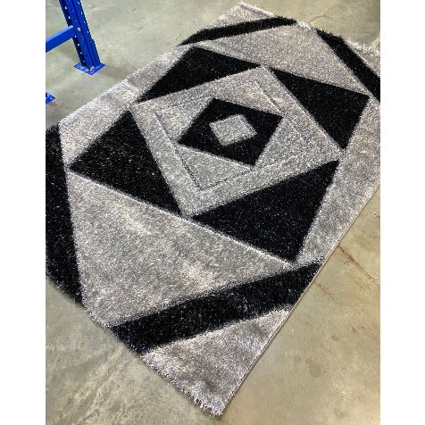 Pattern Center Shaggy Rug -Multicolor-4ft By 6ft
