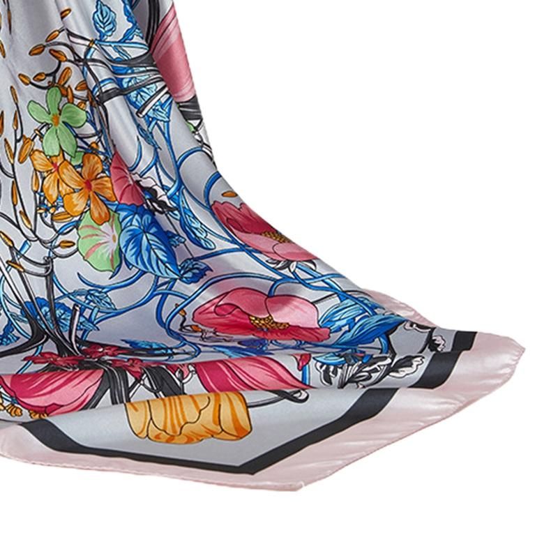 Sunscreen Exquisite Faux Silk Scarf Women Elegant-Grey