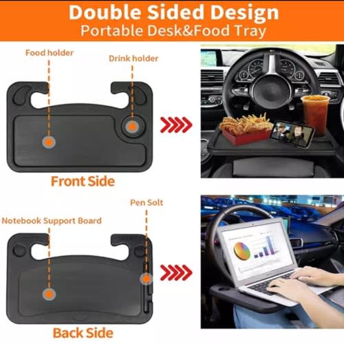 Car Steering Wheel Double-sided Food Tray - Reading Writing Laptop Desk