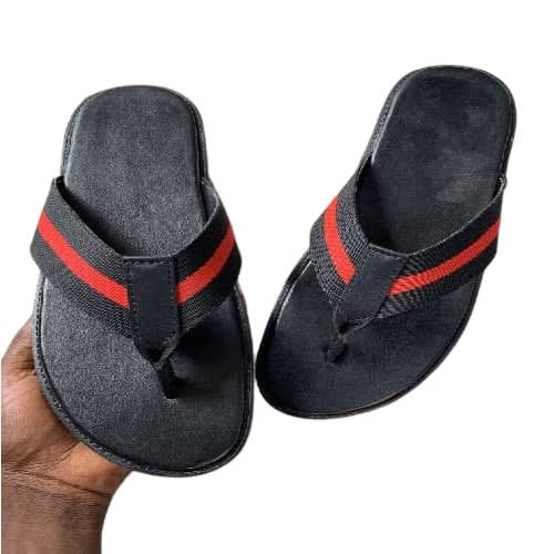 Toe Slippers For Men - Black & Red