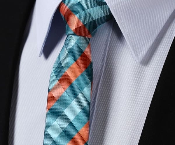Custom Handmade Silk Check Tie with Pocket Square