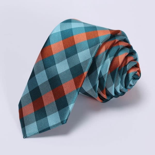 Custom Handmade Silk Check Tie with Pocket Square