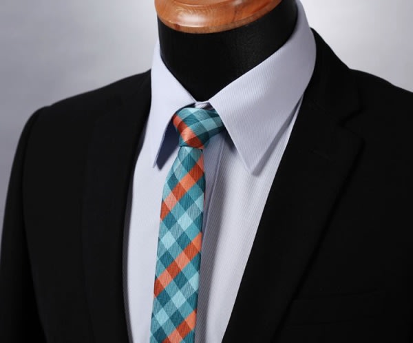 Custom Handmade Silk Check Tie with Pocket Square